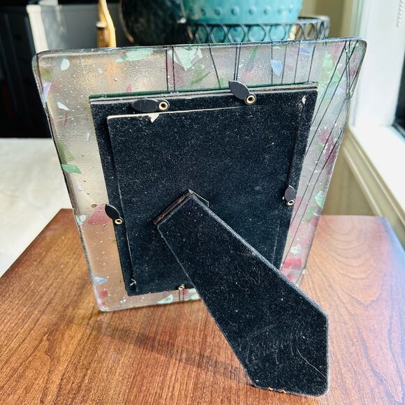Terragrafics Vintage Art Glass Picture Photo Frame Green Purple Clear - Picture 10 of 13